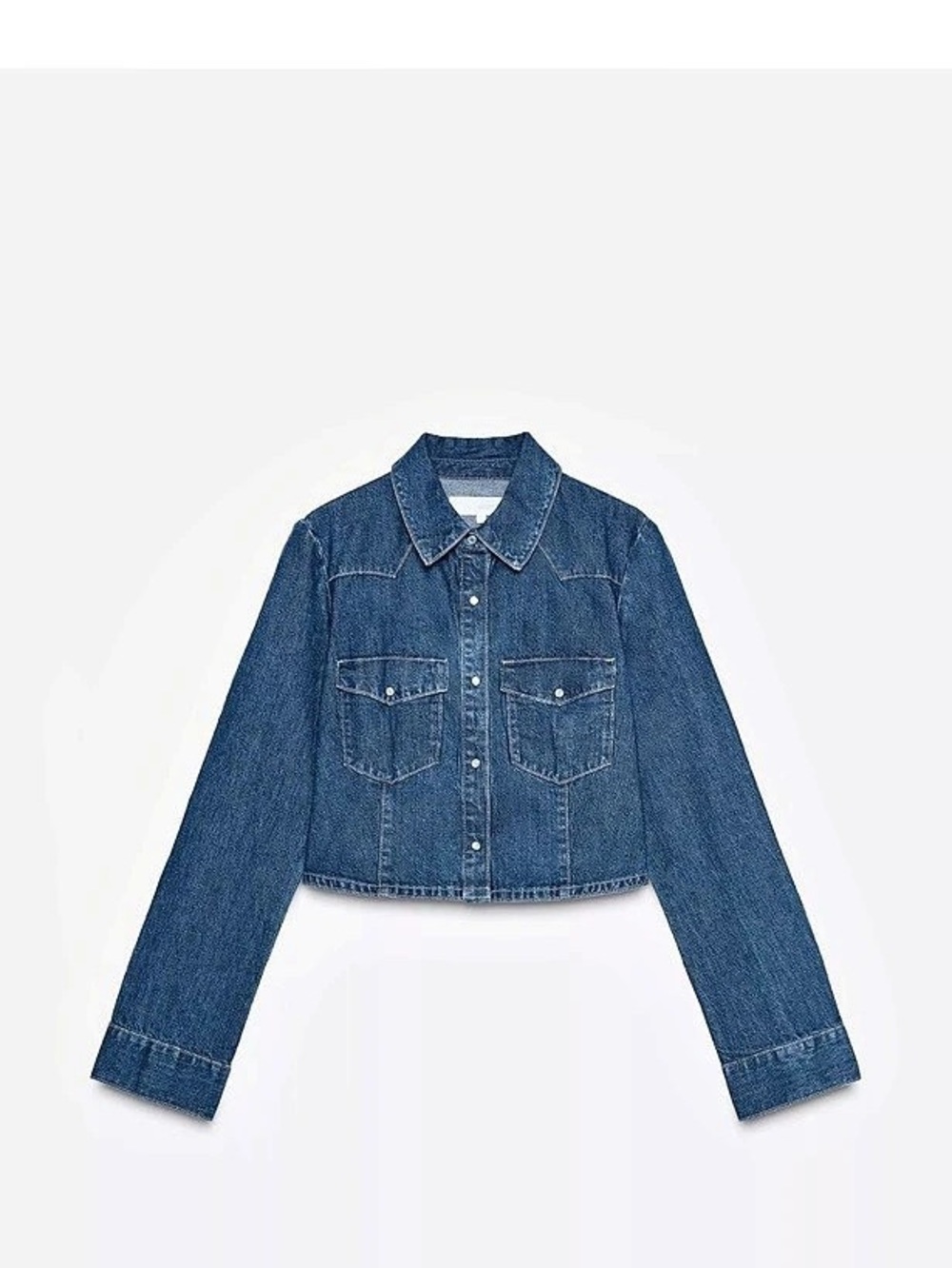 Zara TRF Crop Denim Shirt Cropped Denim Jacket Blue